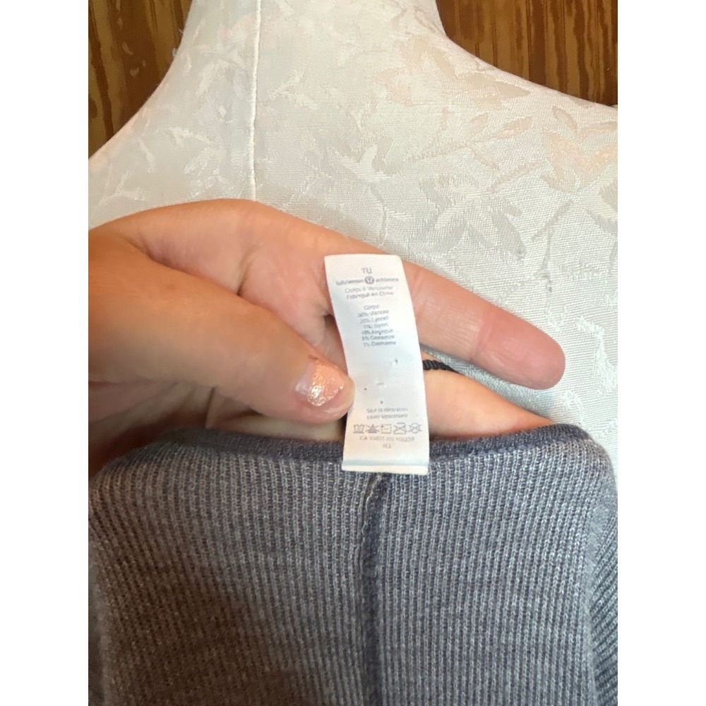 Lululemon Savasana Wrap Cardigan Grey Open Front Draped Pocket Sweater OS - Picture 7 of 11